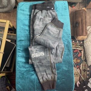 Spiritual Gangster Camo Jogger Sweatpants Small
